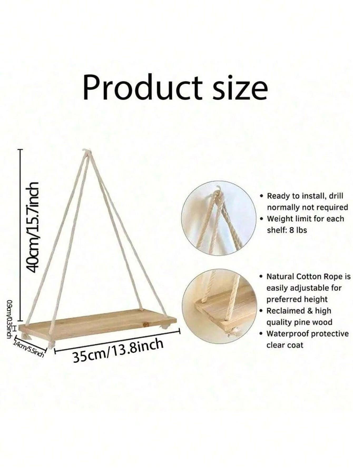 Rustic Hanging Wood Shelf