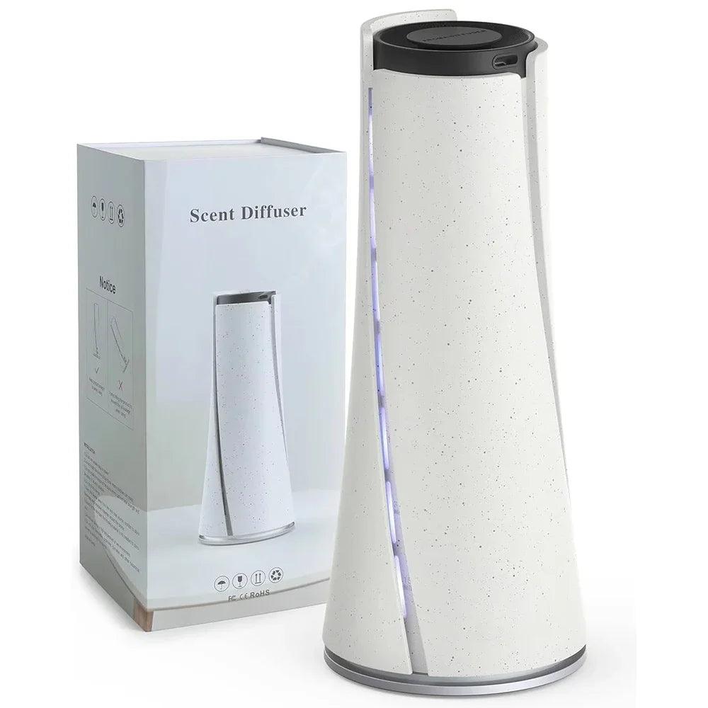 Modern white scent diffuser with box, minimalist home aromatherapy device