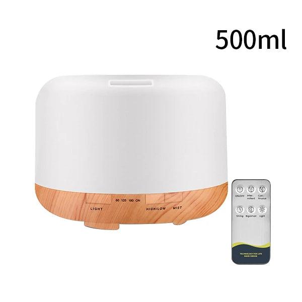 500ml wood grain essential oil diffuser with remote control, modern aroma humidifier