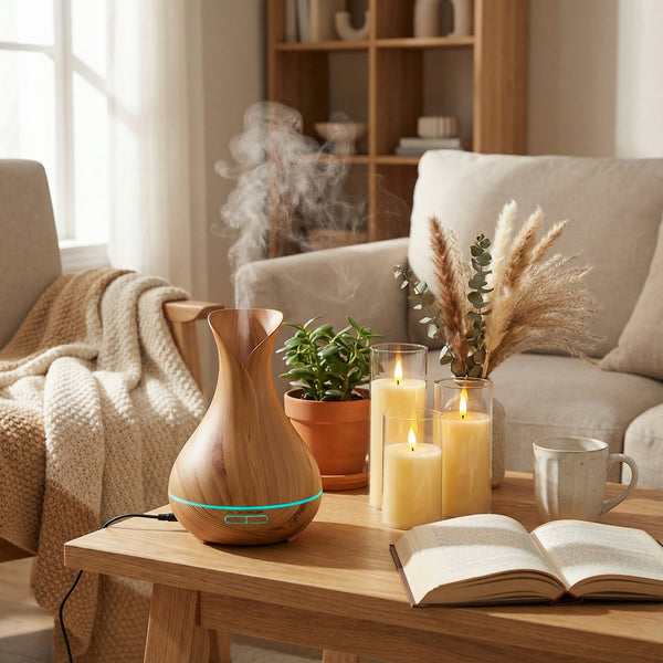 Aroma Diffuser – Elegant Vase Design with LED Light and Humidifier Function
