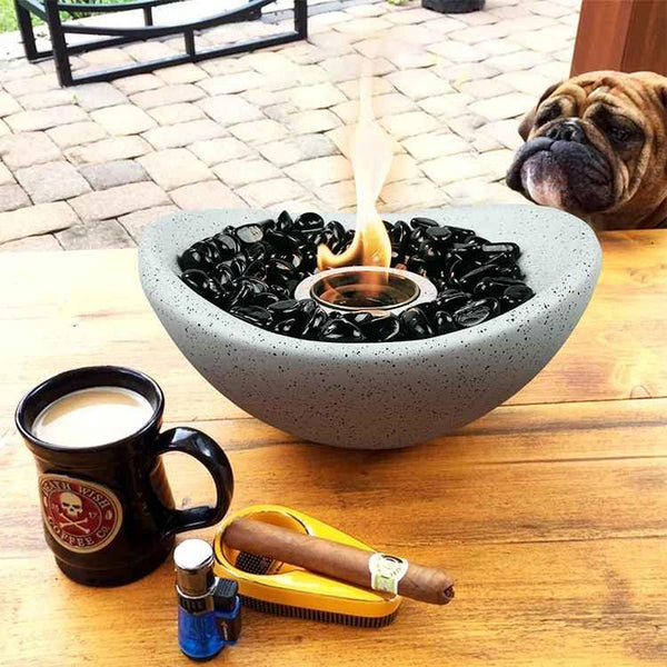 Modern Stone-Style Tabletop Fireplace
