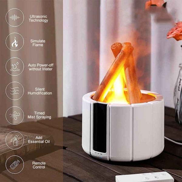 Bonfire Flame Humidifier – Aromatherapy Diffuser with Realistic Flame Light Effect