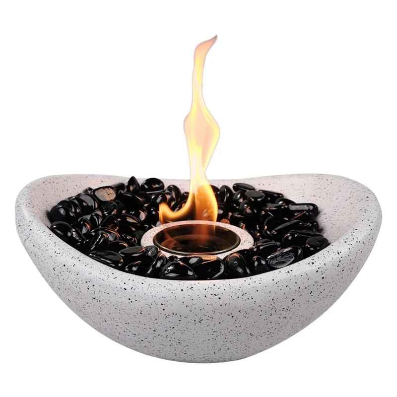 Modern Stone-Style Tabletop Fireplace
