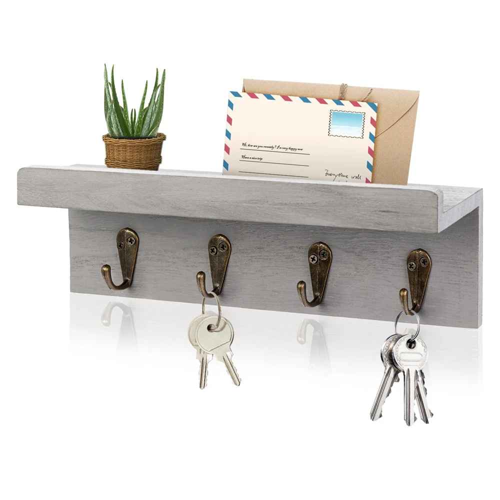 Chic Rustic Shelf with Key Hooks