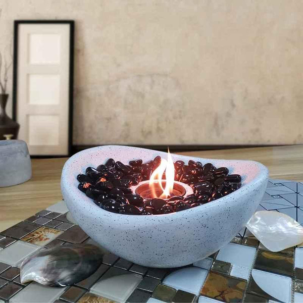 Modern Stone-Style Tabletop Fireplace