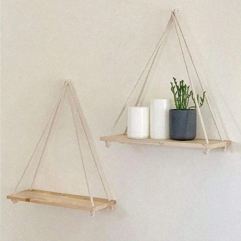 Rustic Hanging Wood Shelf