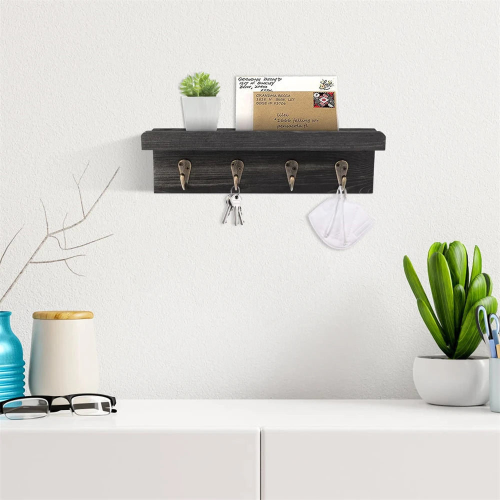 Chic Rustic Shelf with Key Hooks