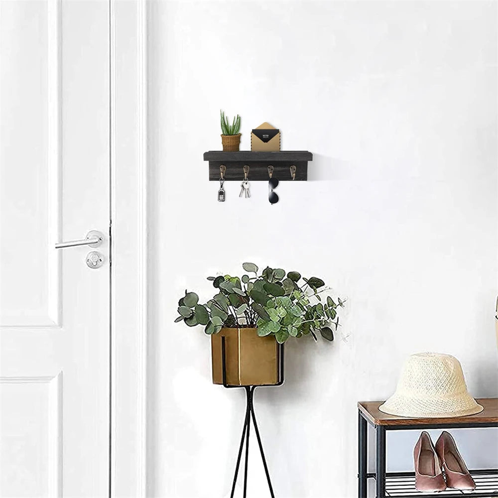 Chic Rustic Shelf with Key Hooks
