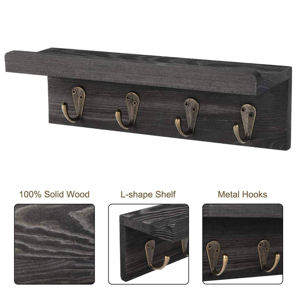 Chic Rustic Shelf with Key Hooks