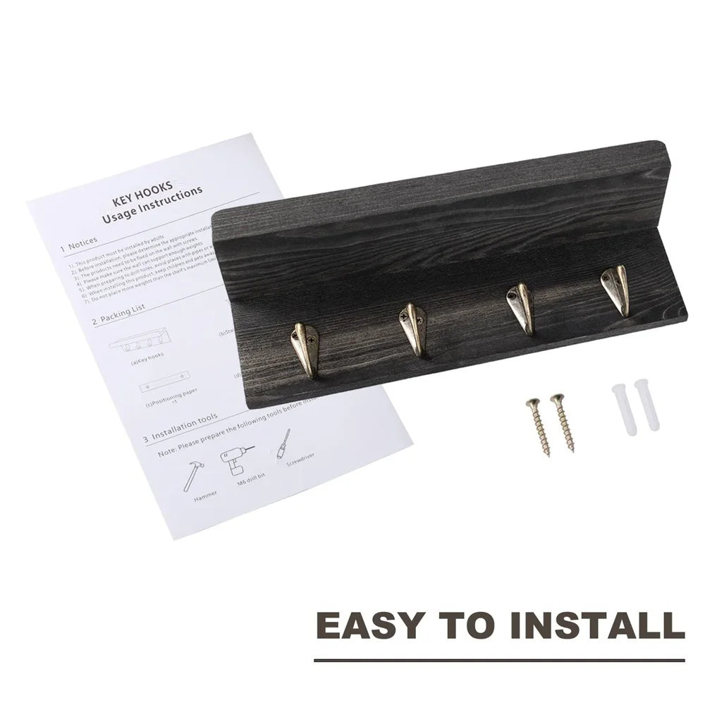 Chic Rustic Shelf with Key Hooks