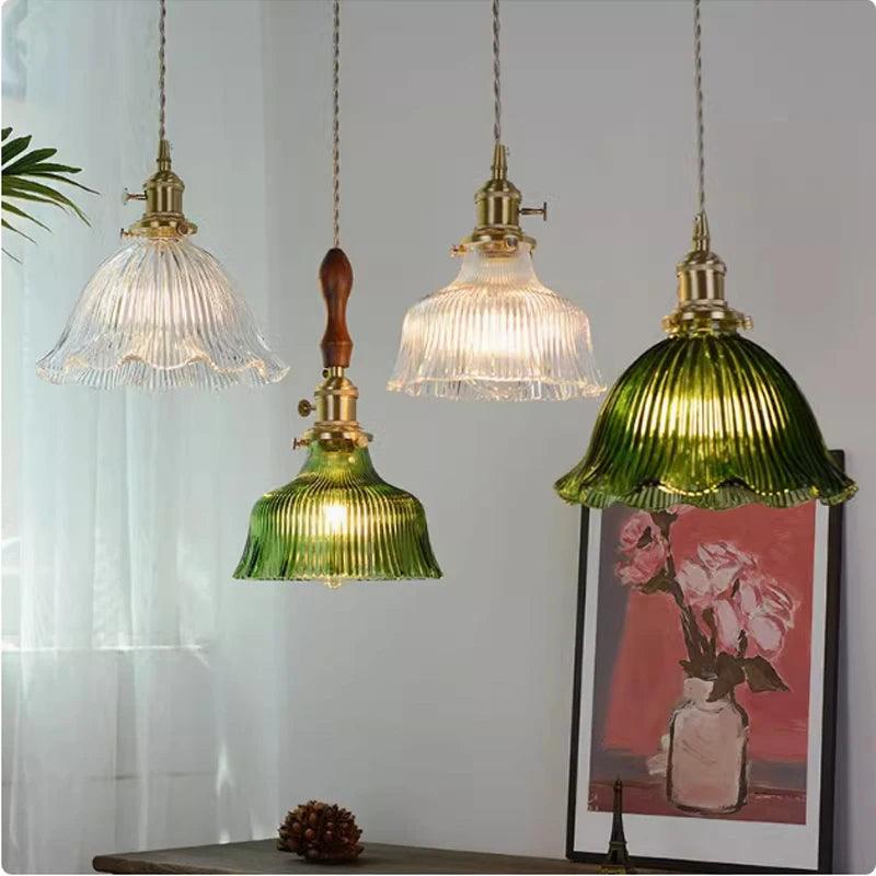 Retro-Style Ribbed Glass LED Ceiling Light
