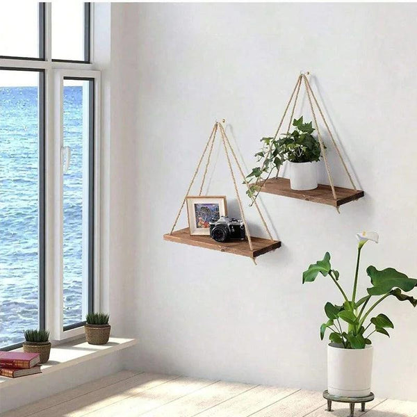 Rustic Hanging Wood Shelf