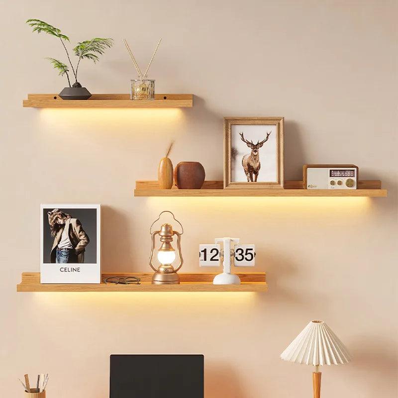 Wall Shelf with Warm LED Light – Elegant & Modern Design