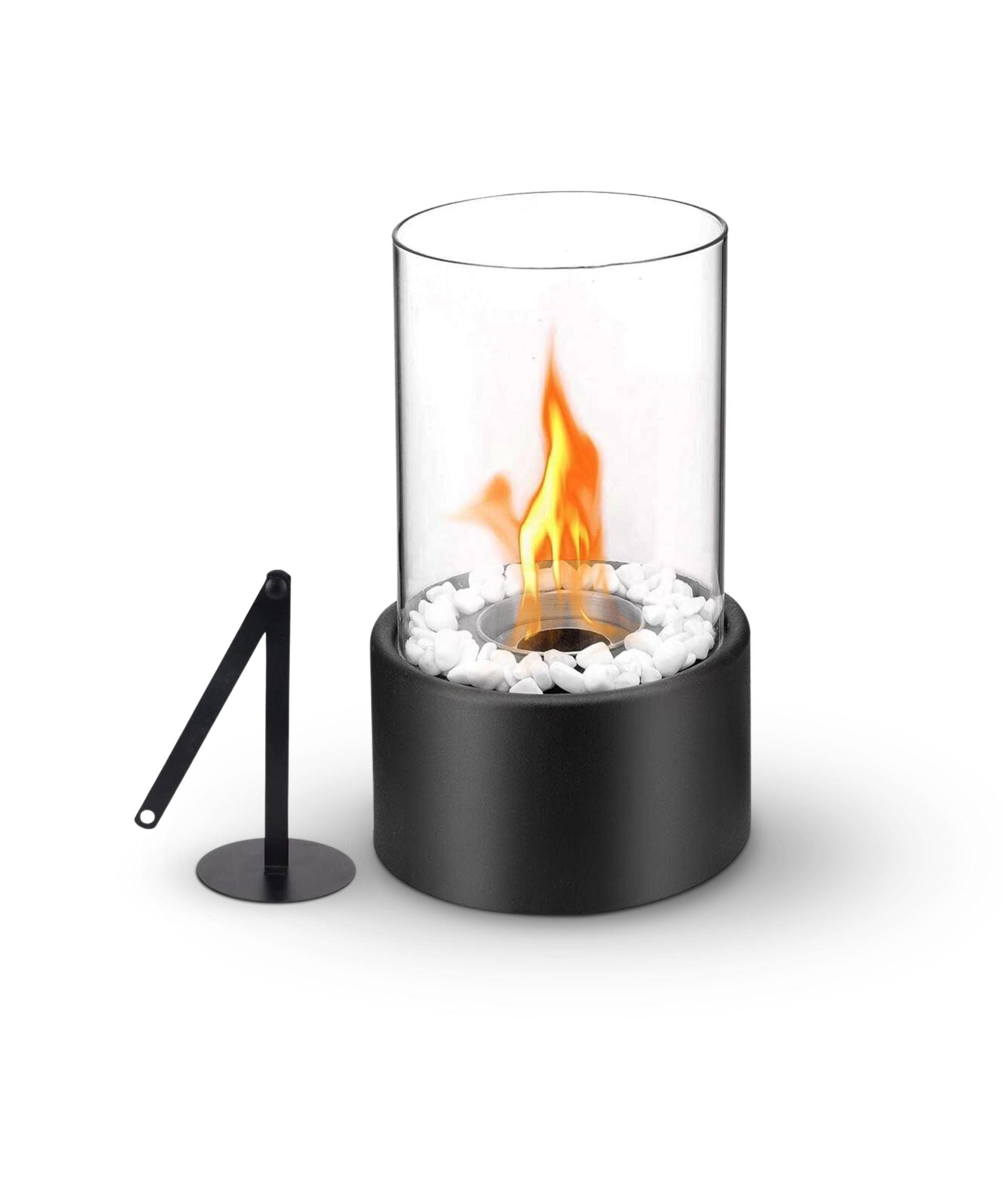 Compact Bio-Ethanol Tabletop Fireplace – Real Flame with Glass for Indoors & Outdoors